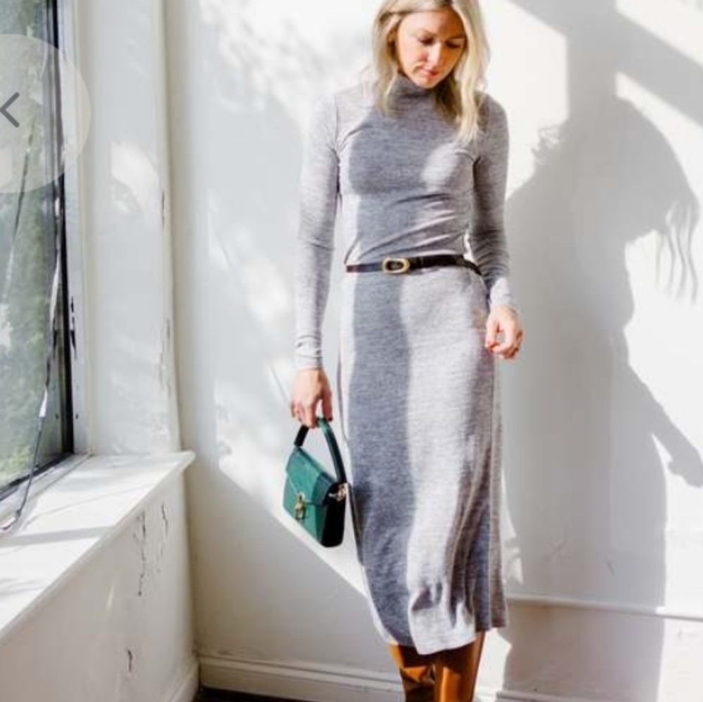 Rag and Bone Turtleneck Knit Dress Heather Grey